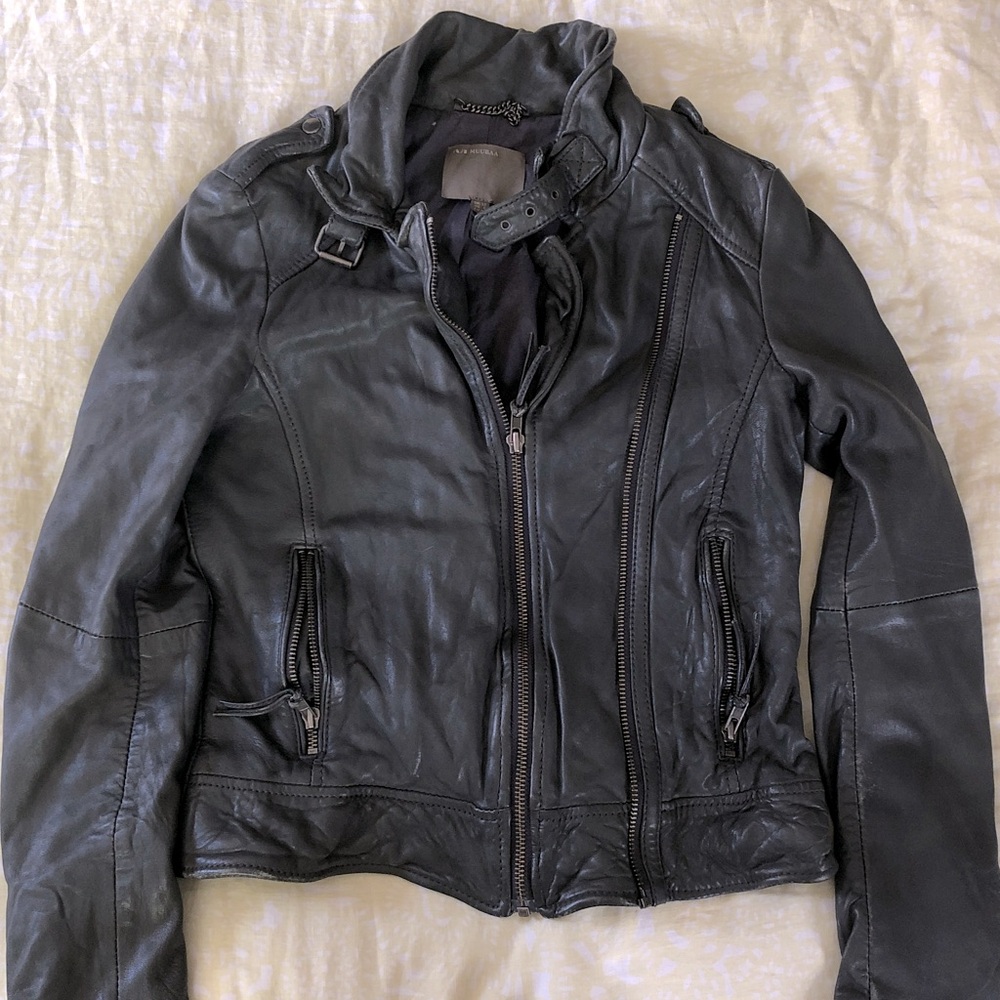 Muubaa Dark Gray Leather Jacket